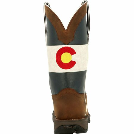 Durango Rebel by Colorado Flag Western Boot, BARK BROWN/COLORADO FLAG, M, Size 10 DDB0346